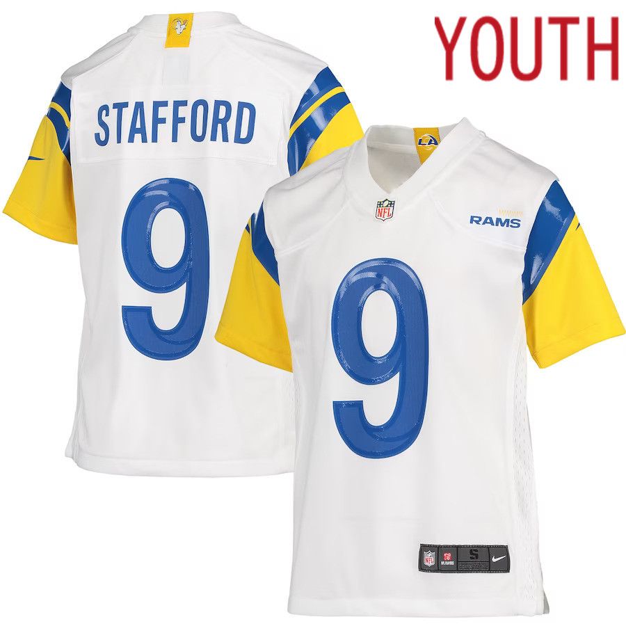 Youth Los Angeles Rams #9 Matthew Stafford Nike White Game NFL Jersey->youth nfl jersey->Youth Jersey